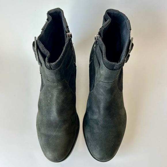 Sorel Waterproof Black Leather Suede Buckled Lolla Ankle Boots Size 9 - Picture 9 of 13